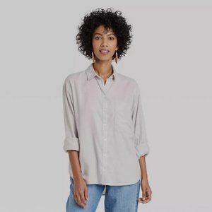 A New Day Women's Long Sleeve Button-Down Boyfriend Shirt Size M